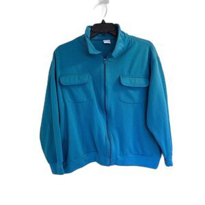 Haband Casual Joe Vintage Teal Full Zip Fleece Jacket Shirt Shacket Men's L